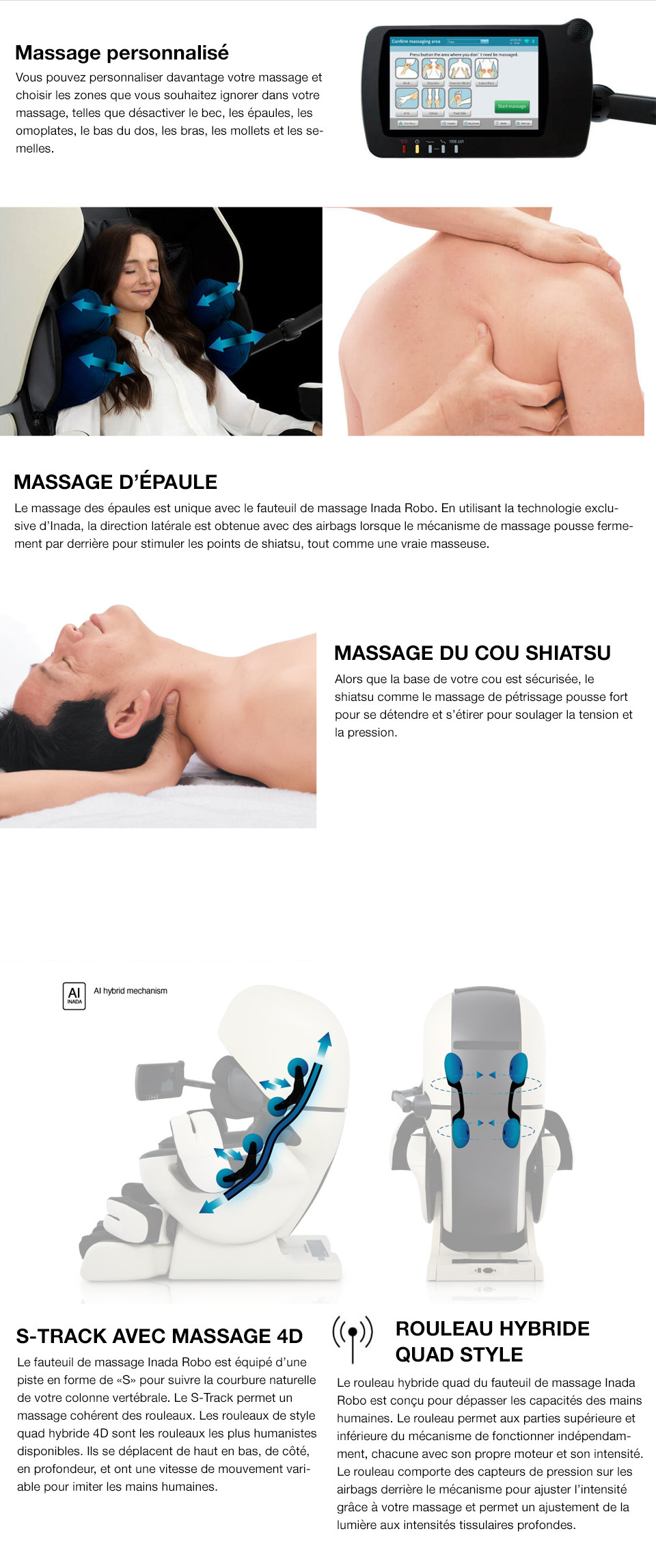 Technologie de massage personnalis du fauteuil de Massage Therapina Robo de Inada