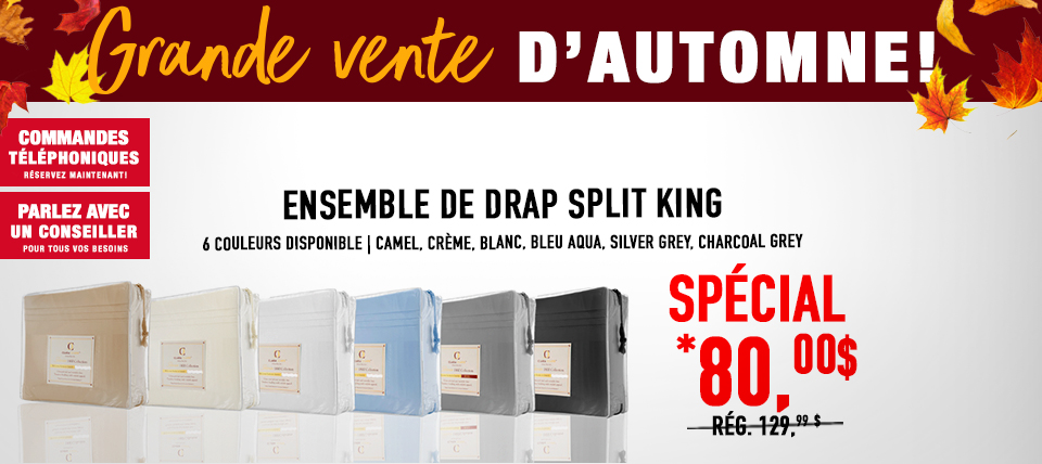 Ensemble de draps Split King